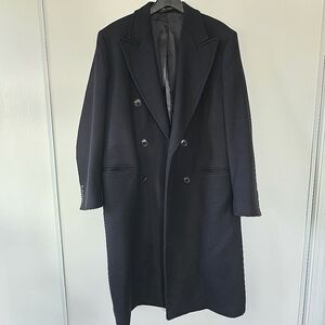 Zara Men's Wool Blend Overcoat Double Breasted | M 40 | Black